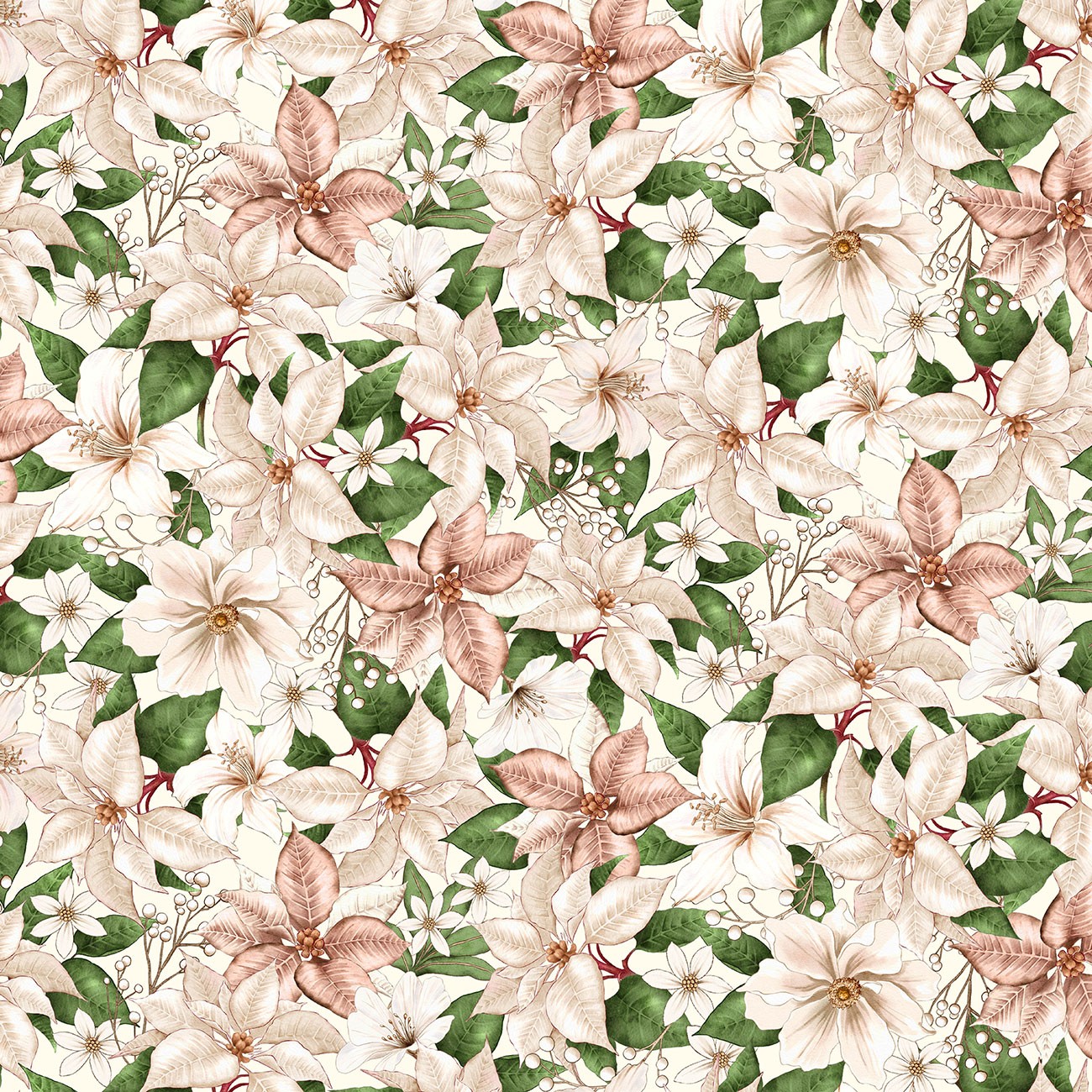 Cream Frosted Poinsettias