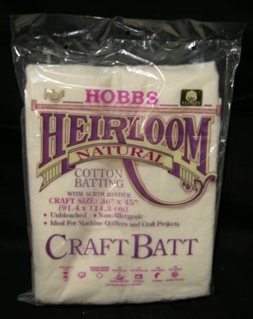 Batting Heirloom Natural Unbleached Cotton with Scrim 36in x 45in