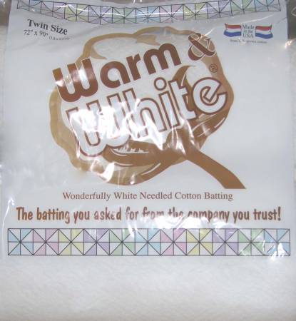 Batting Warm & White Cotton 72in x 90in