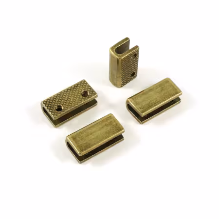 Strap End Caps Rectangle 3/4in wide 4pk Antique Brass