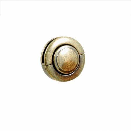 Large Button Lock Antique Brass