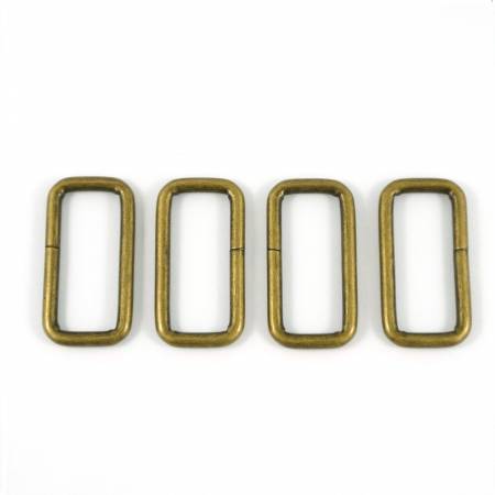 Rectangular Rings for 1-1/4in Straps Antique Brass 4pk