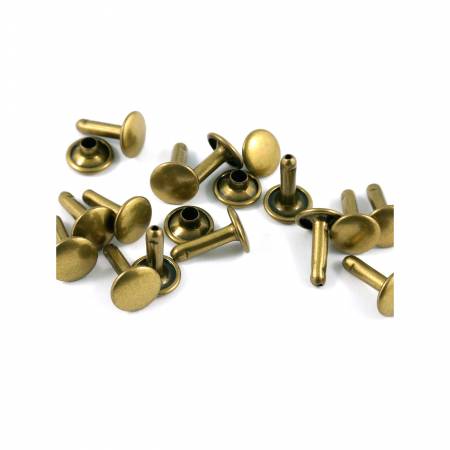 Double Cap Rivets Large 9mm Cap x 10mm Post 50pk Antique Brass