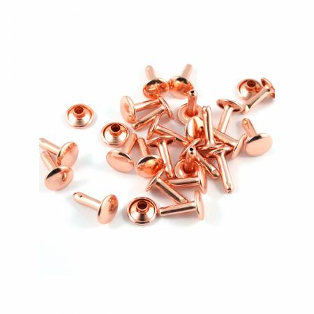 Double Cap Rivets Large 9mm Cap x 10mm Post 50pk Copper Finish