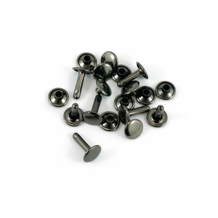 Double Cap Rivets Large 9mm Cap x 10mm Post 50pk Gunmetal Finish