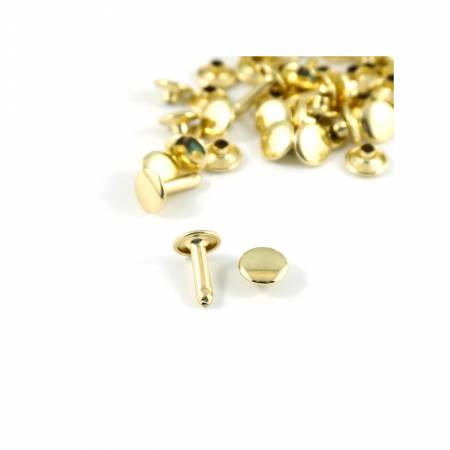 Double Cap Rivets Large 9mm Cap x 10mm Post 50pk Gold Finish