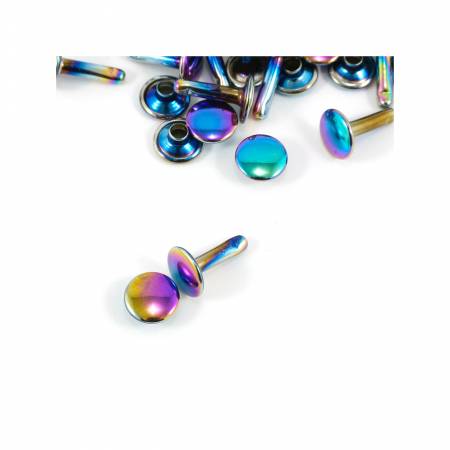 Double Cap Rivets Large 9mm Cap x 10mm Post 20 Pack Rainbow Finish