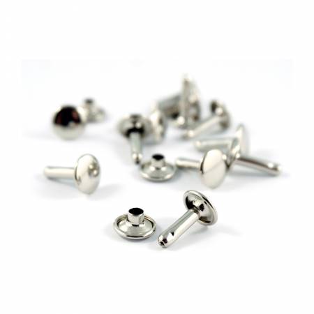 Double Cap Rivets Large 9mm Cap x 10mm Post 50pk Nickel Finish