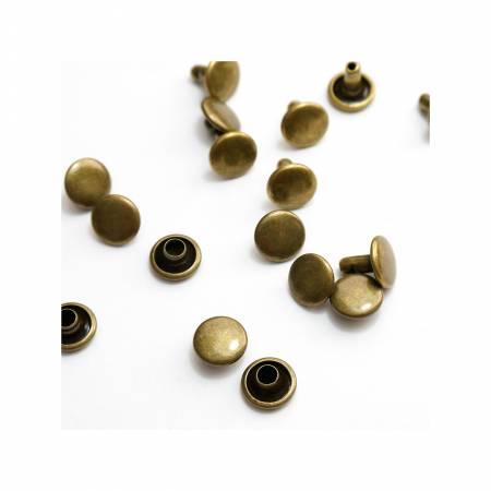 Double Cap Rivets Medium 9mm Cap x 8mm Post 50pk Antique Brass