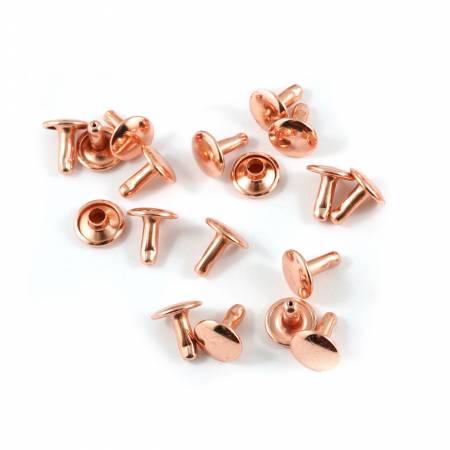 Double Cap Rivets Medium 9mm Cap x 8mm Post 50pk Copper Finish