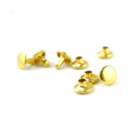 Double Cap Rivets Medium 9mm Cap x 8mm Post 50pk Gold Finish