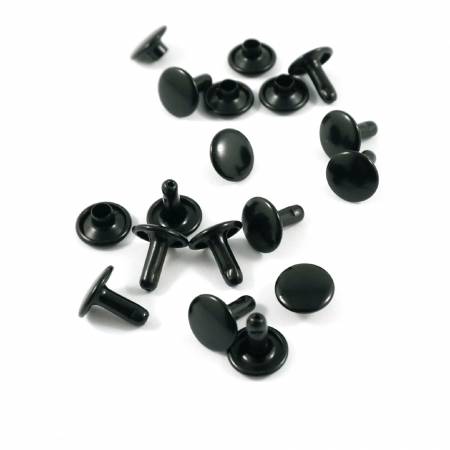 Double Cap Rivets Medium 9mm Cap x 8mm Post 50pk Matte Black Finish