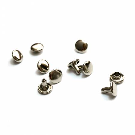 Double Cap Rivets Medium 9mm Cap x 8mm Post 50pk Nickel Finish