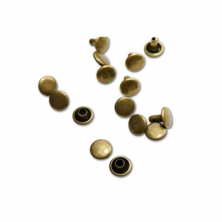 Double Cap Rivets Small 8mm Cap x 6mm Post 50pk Antique Brass