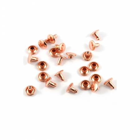 Double Cap Rivets Small 8mm Cap x 6mm Post 50pk Copper Finish