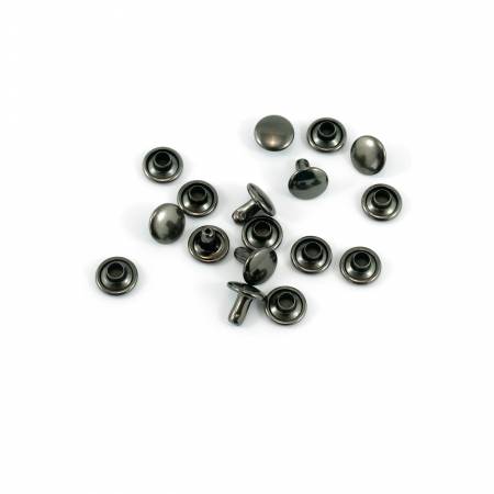 Double Cap Rivets Small 8mm Cap x 6mm Post 50pk Gunmetal Finish