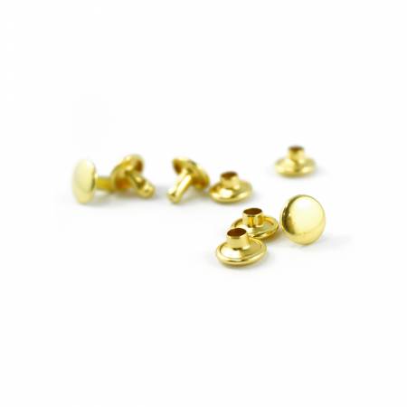 Double Cap Rivets Small 8mm Cap x 6mm Post 50pk Gold Finish