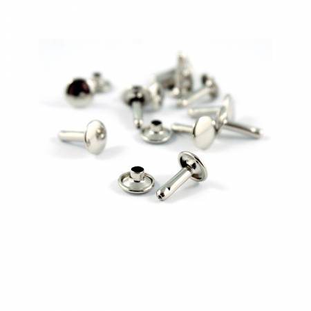 Double Cap Rivets X-Large 9mm Cap x 12mm Post 50pk Nickel Finish