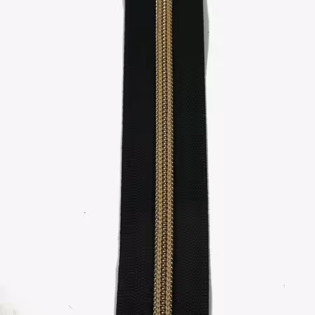 #5 Emmaline Zippers-by-the-Yard 3yds Black Antique Brass Teeth