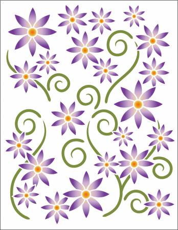 Tattoo Elementz Decal Decal Asters Violet (Printed On Clear)