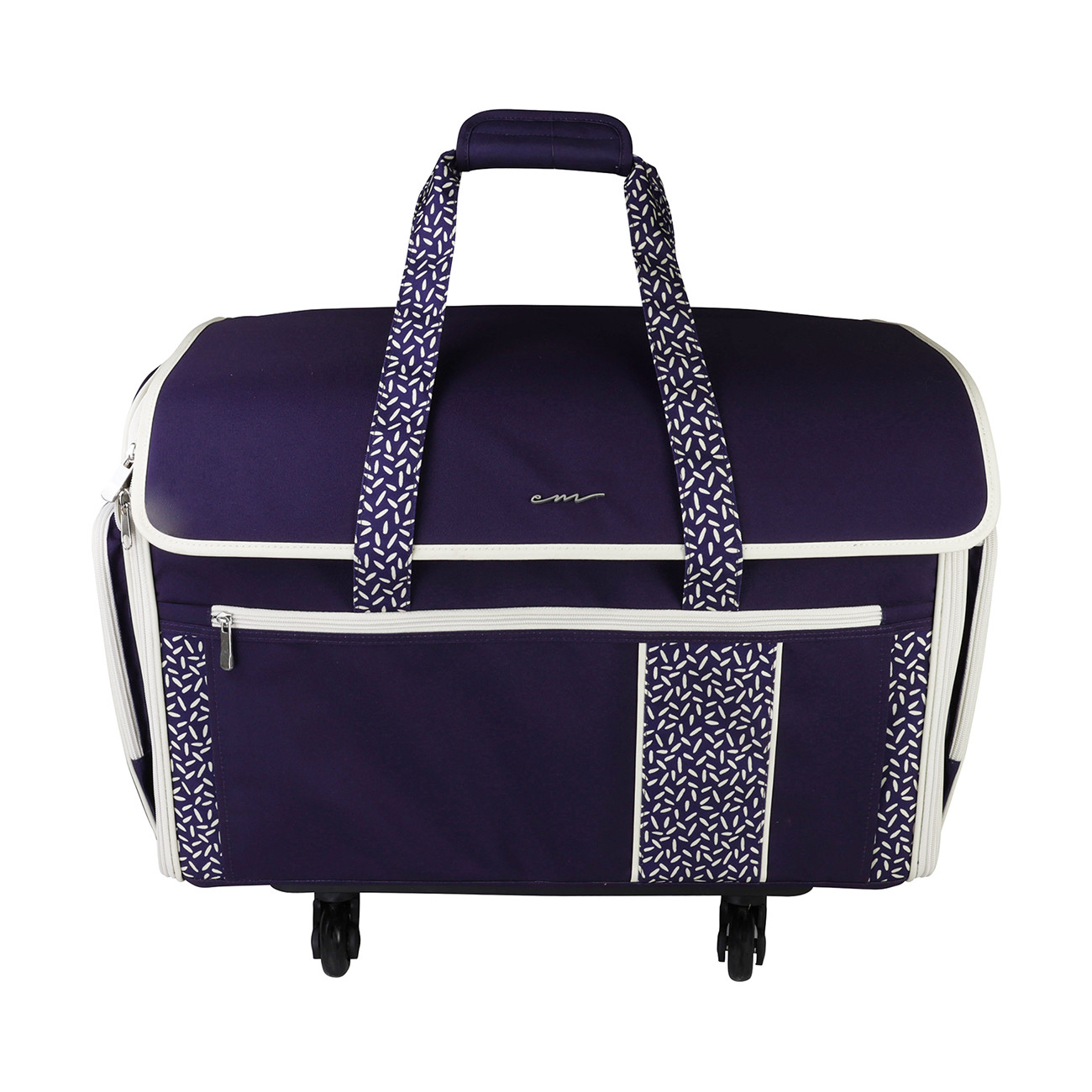 XL 4 Wheel Rolling Sewing Case Plum Confetti