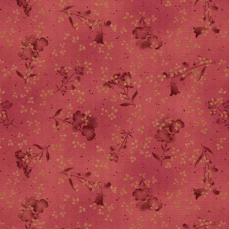 Red Pressed Flowers Flannel