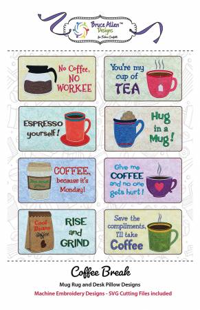 Coffee Break Mug Rug and Pillow Designs