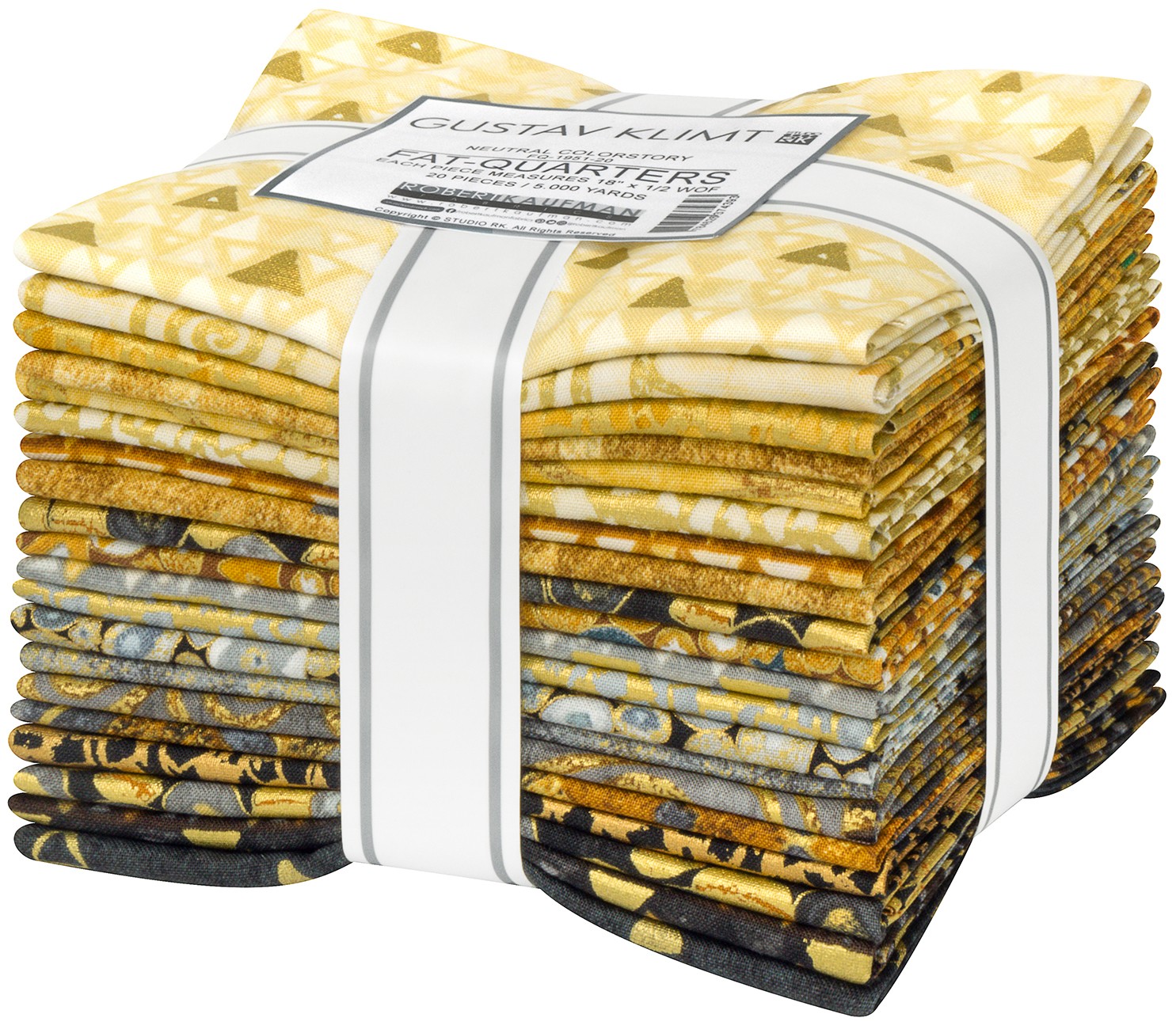 Fat Quarter Bundles Gustav Klimt Neutral, 20pc