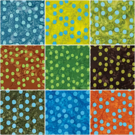 Batiks Elementals Polka Pop Fat Quarter Bundle A, 9 Pcs.