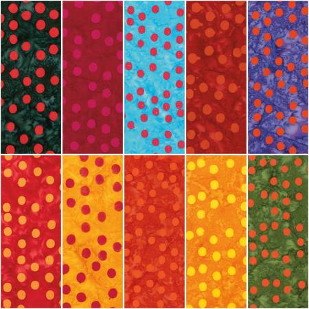 Batiks Elementals Polka Pop Fat Quarter Bundle B, 10 Pcs.