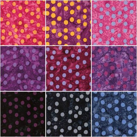 Batiks Elementals Polka Pop Fat Quarter Bundle C, 9 Pcs.