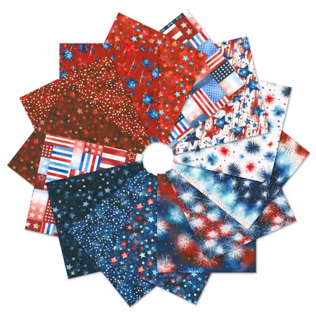 Fat Quarters Stars And Stripes 14Pcs/Bundle