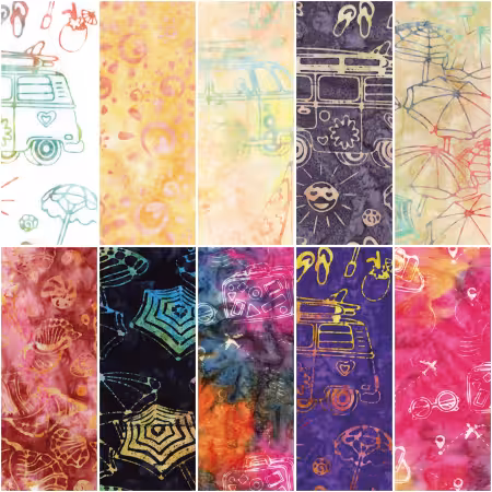 Batiks Places You'll Go Groovy Town Fat Quarter Bundle D, 10 Pcs.