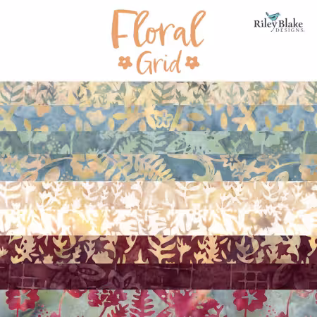 Batiks Floral Grid Old China Fat Quarter Bundle B, 9 Pcs.