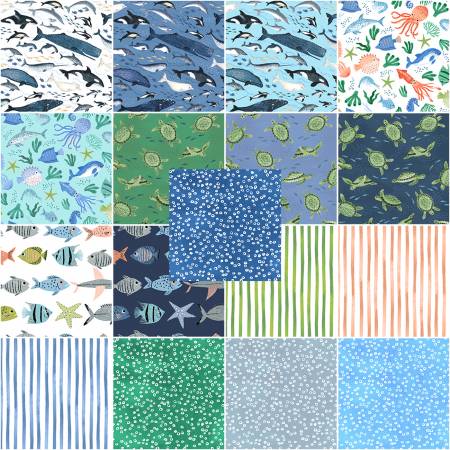 Fat Quarter Oceans Away, 18pcs/bundle