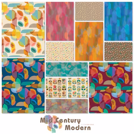 Fat Quarter Mid Century Modern, 13pcs, 2 bundles/pack