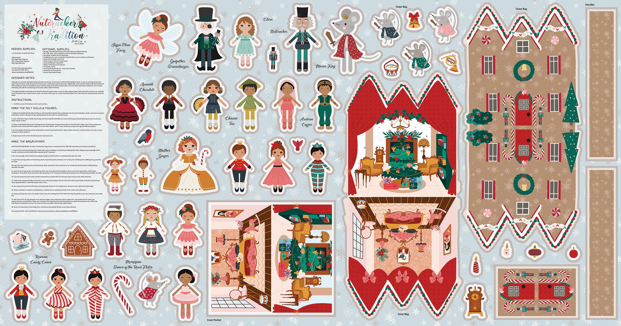 Nutcracker Tradition 36 1/2in x 69 1/2in Felt Panel