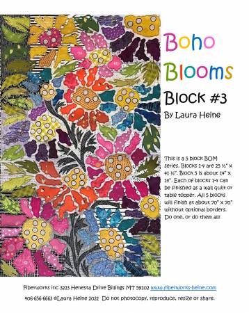 BOHO Blooms Block #3 Collage Pattern by Laura Heine