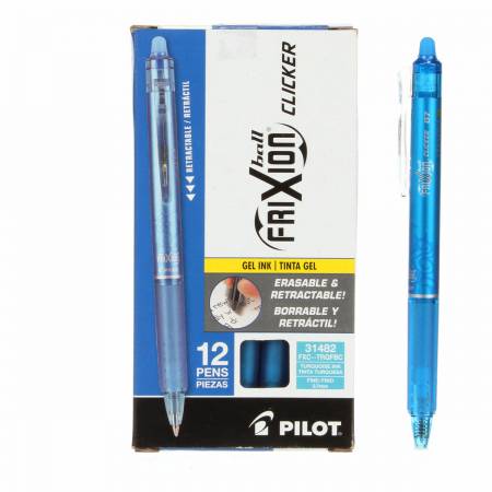 Frixion Clicker Pen Turquoise Fine Point 0.7mm 12pk