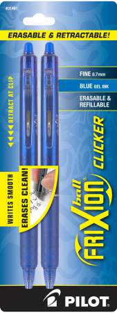 Frixion Clicker Pen Blue Fine Point 0.7mm 2pk