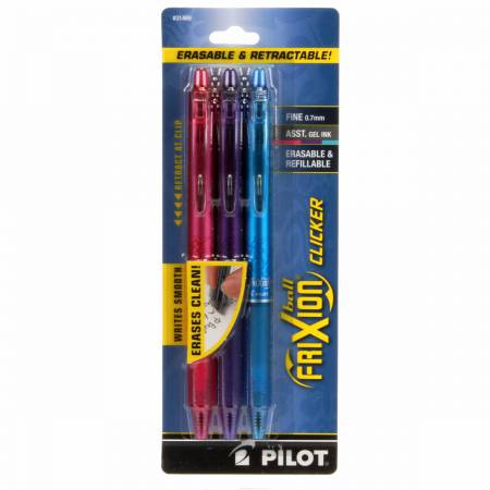 Frixion Clicker Pen Assortment Fine Point 0.7mm 3pk