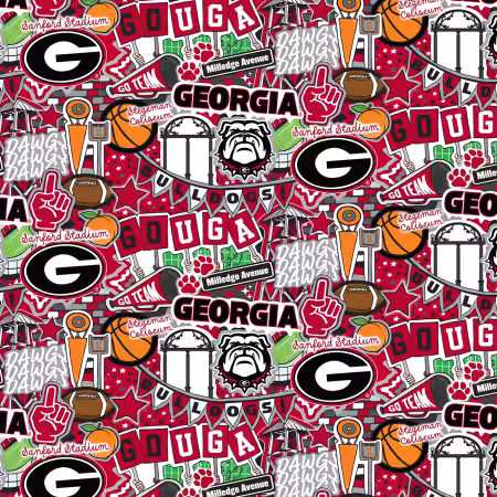 NCAA-Georgia Doodle Allover cotton