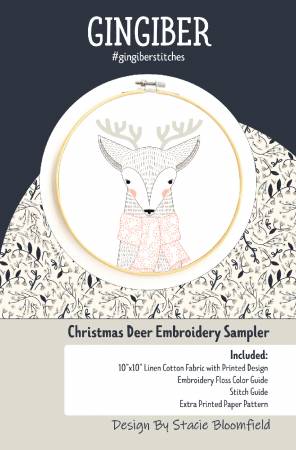 Christmas Deer Embroidery Sampler
