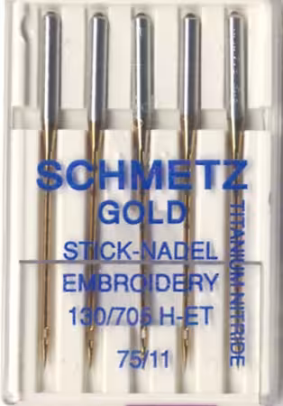 Schmetz Gold Titanium Embroidery Machine Needle Size 11/75 5ct