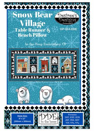 Snow Bear Village Table Runner and Bench Pillow