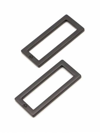 Rectangle Ring Flat 1-1/2in Black Metal Set of Two