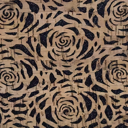 Black Glitter Backed Roses Pro Lite Cork 1/2 yard
