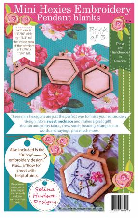 Mini Hexies embroidery pendant Blanks