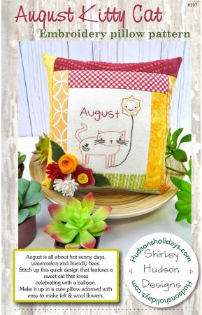August Kitty Cat Embroidery Pillow Pattern