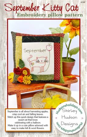 September Kitty Cat Embroidery Pillow Pattern